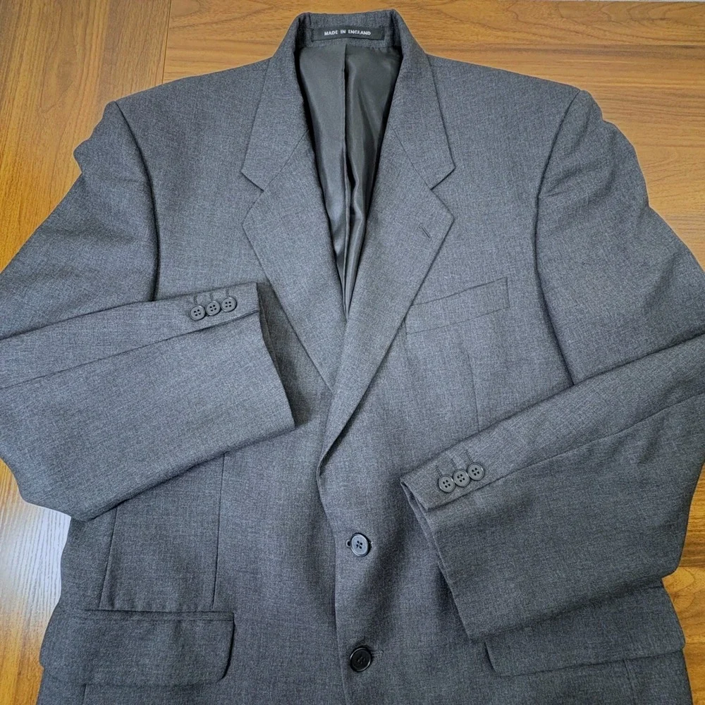 Alexandre of England Blazer 80s Vintage‎ 42R Gray Wool Made in England Jacket